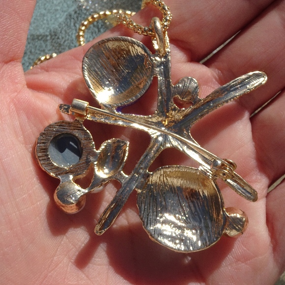 Purple & Green Enamel Starfish Pearl Pendant Brooch Summer Ocean Beach Necklace - Picture 8 of 8